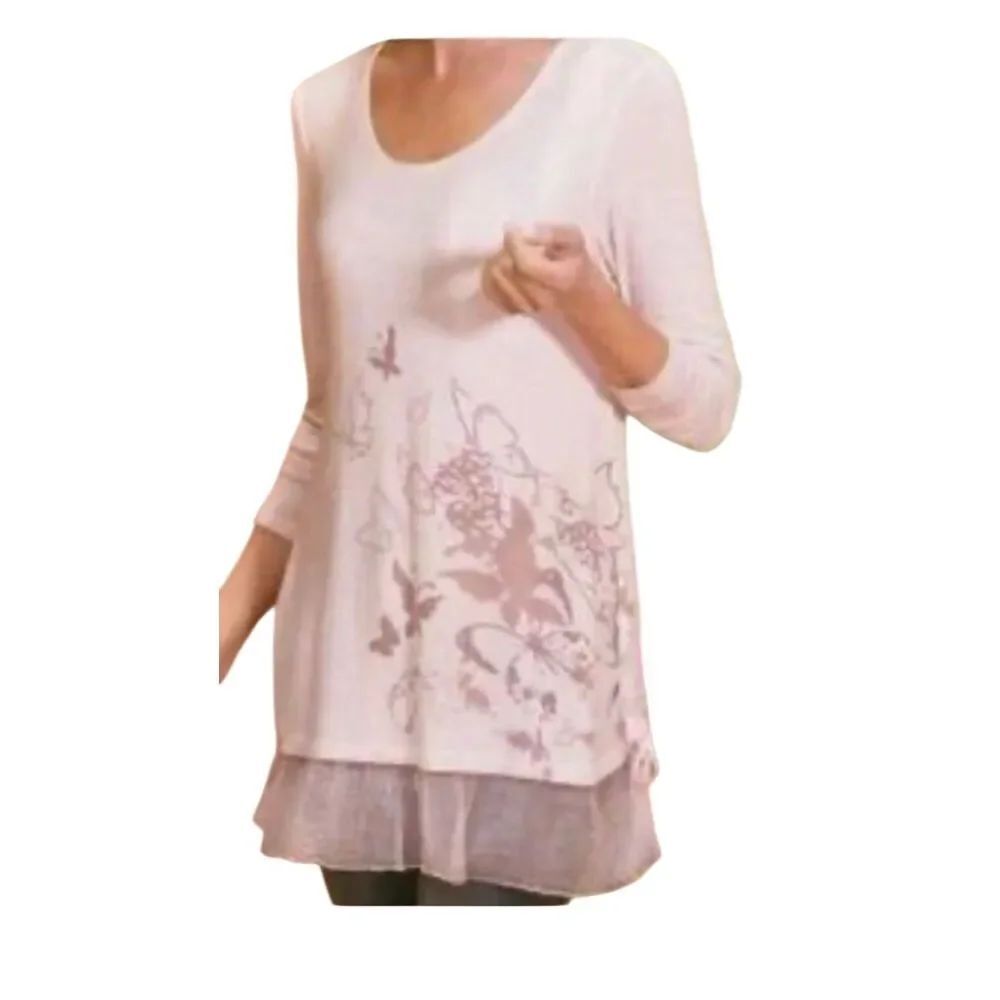 Soft Surroundings butterfly botanical tunic with silk trim size 3X